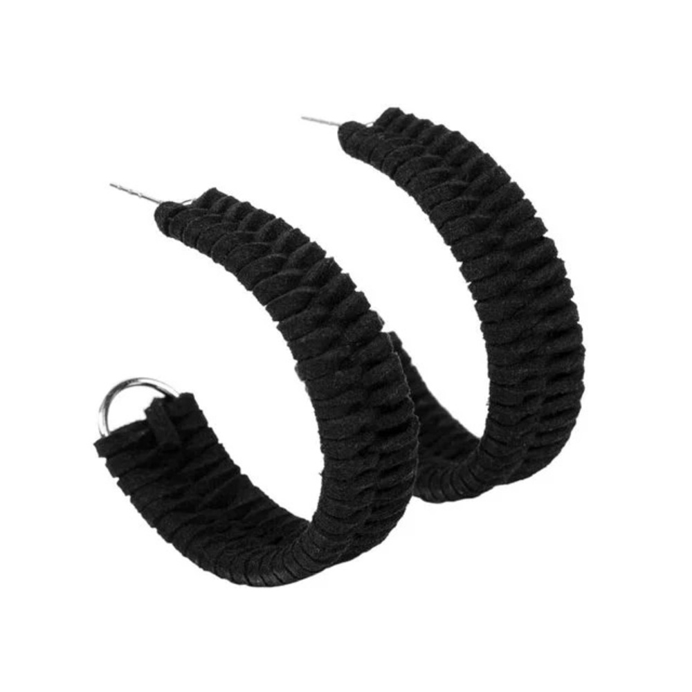 Braided Black Hoops